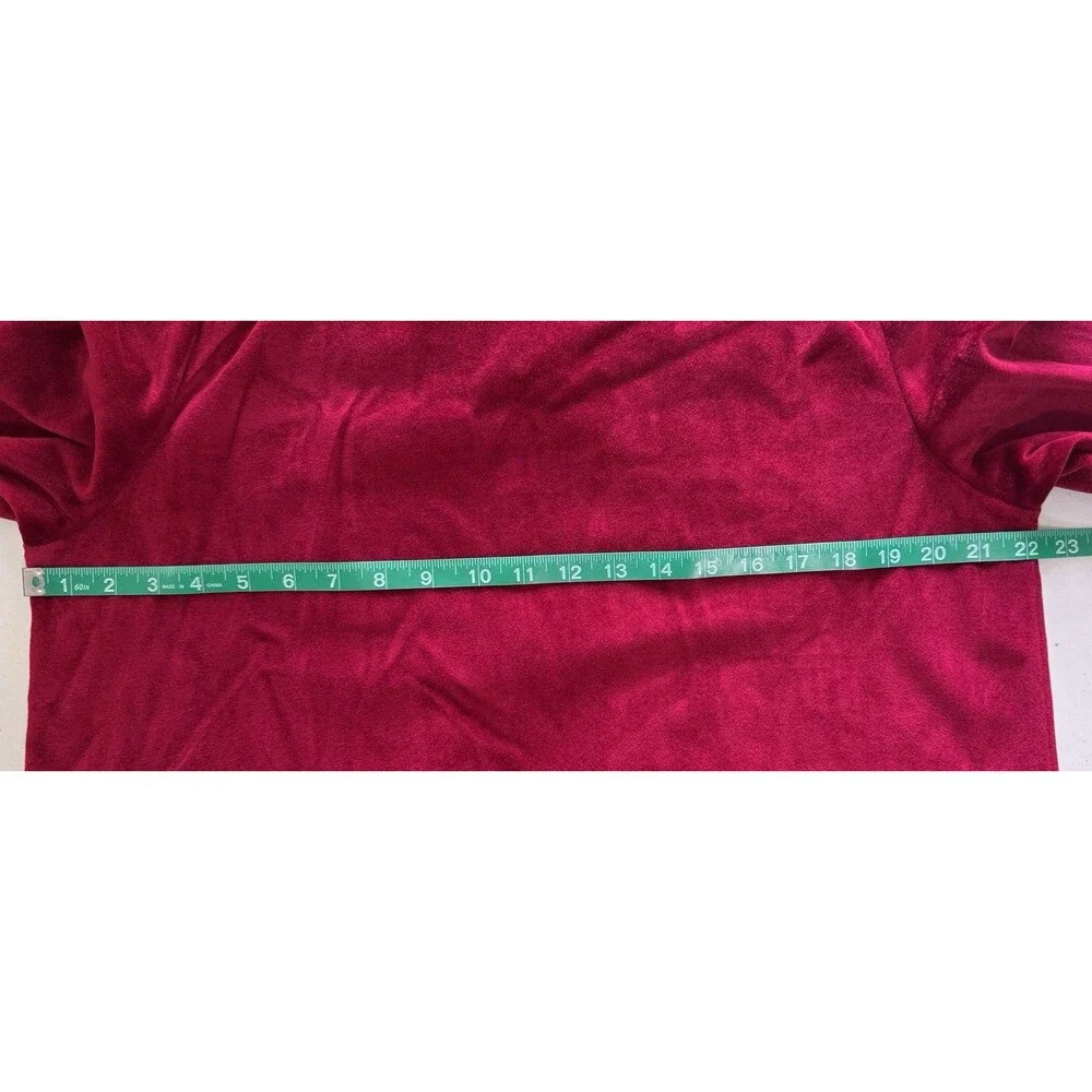 Women’s 80s Prairie‎ Red Velvet Cottagecore Boho Victorian Maxi Nightgown Sz Med